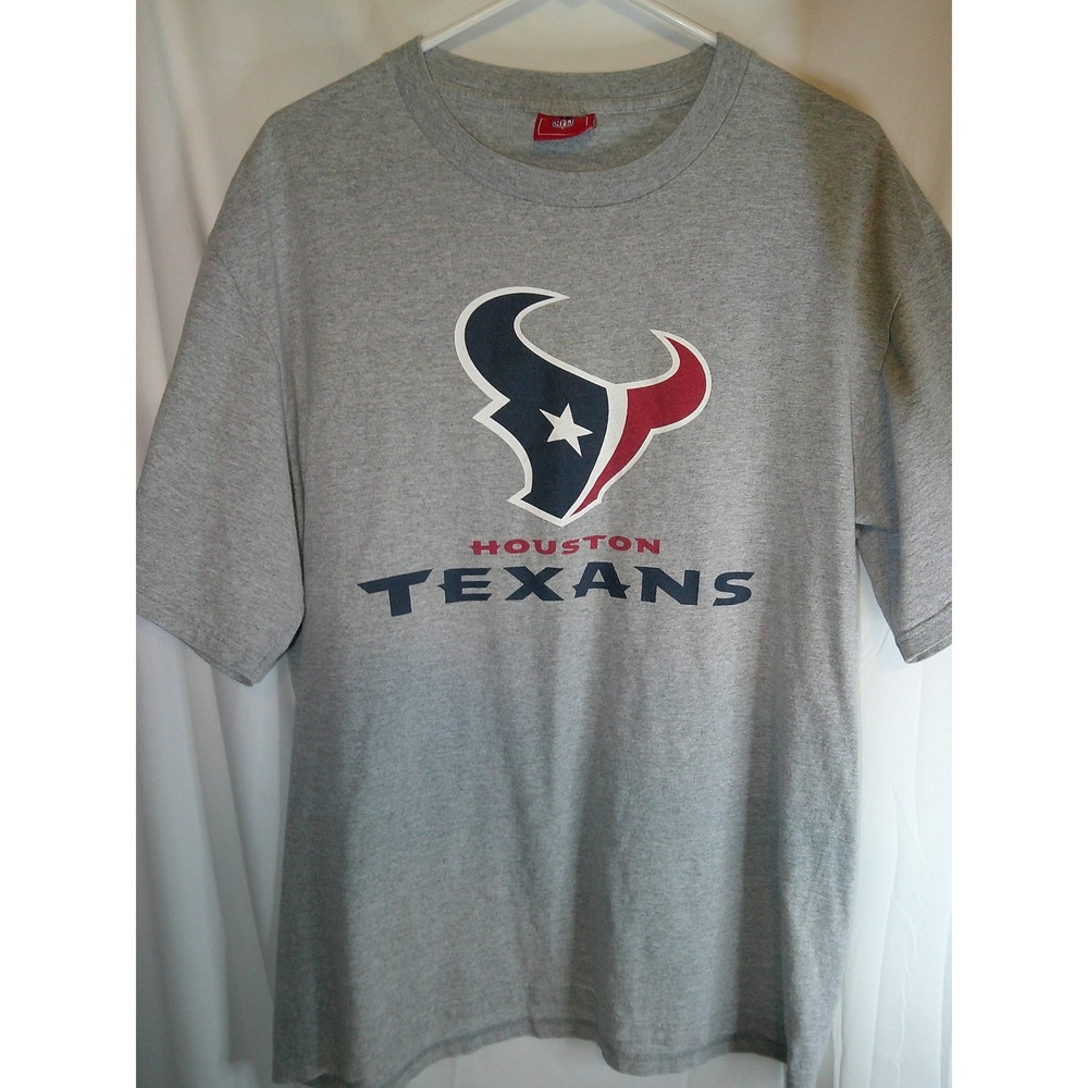 NFL Houston Texans‎ T-Shirt Graphic Tee Short Sleeve Gray Cotton Size Large